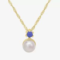 Silver Treasures Womens White Simulated Pearl 14K Gold Over 18 Inch Pendant Necklace
