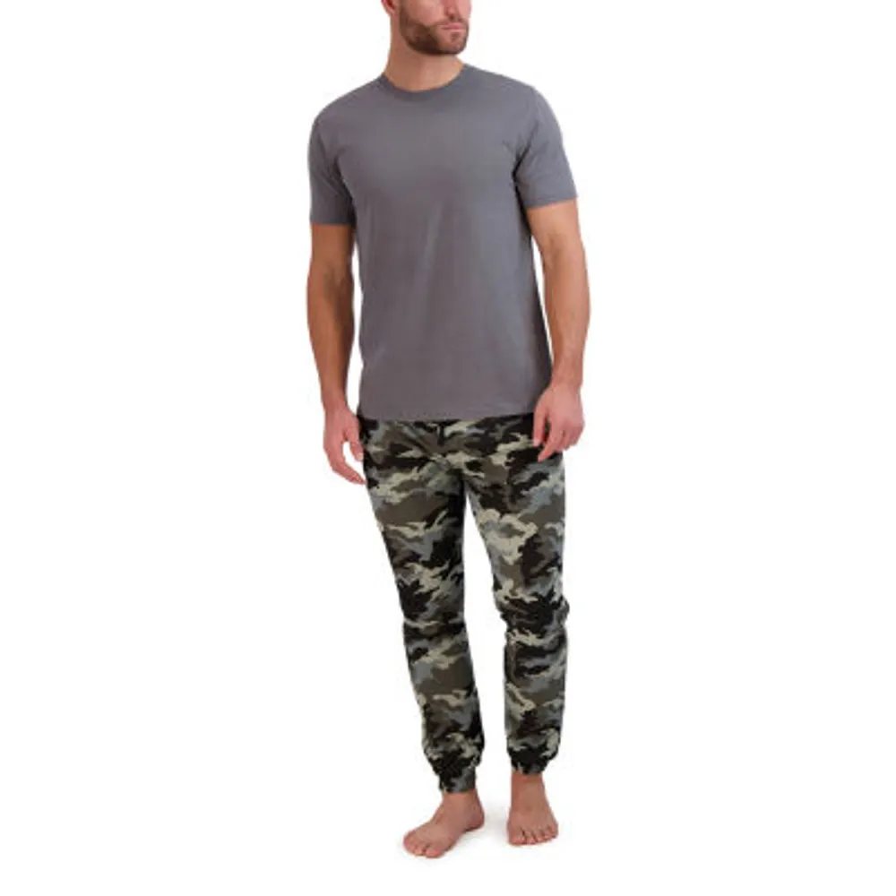Hanes Mens Crew Neck Short Sleeve 2-pc. Pajama Sets
