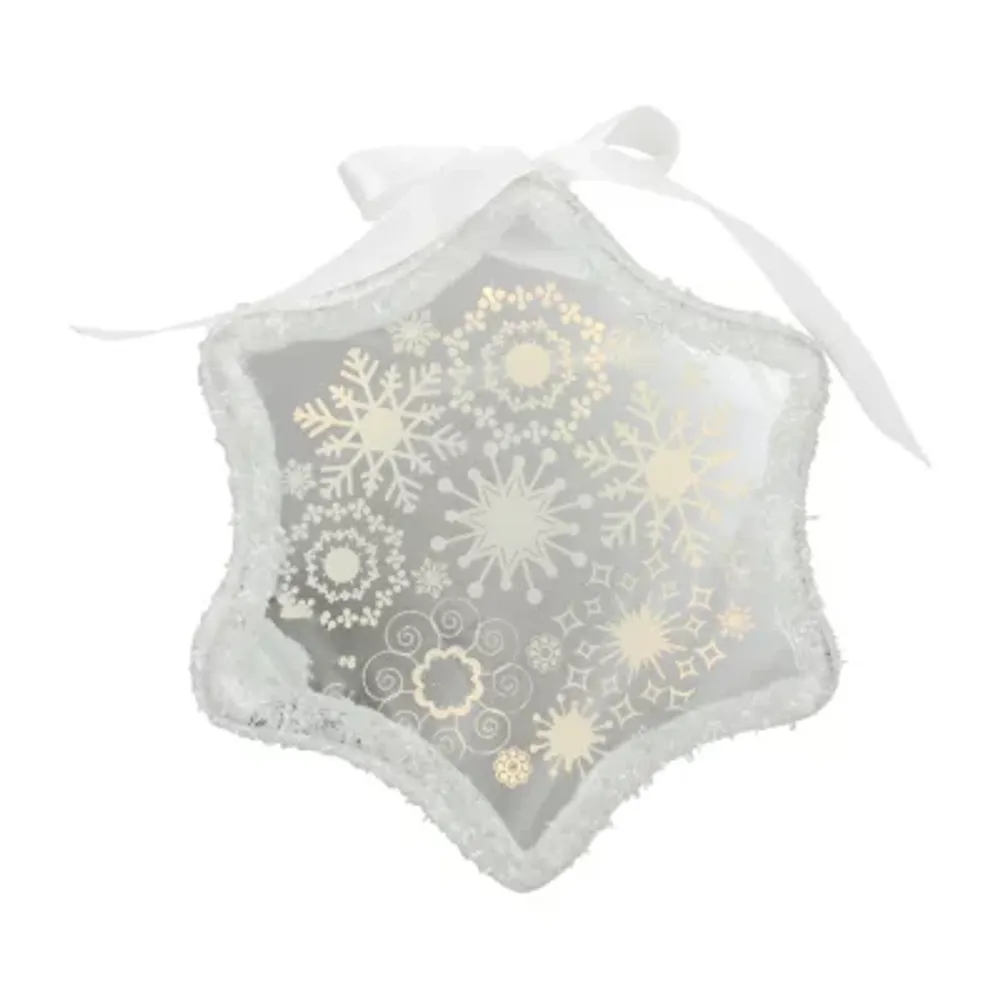 9'' White Pre-Lit LED Sparkle Snowflake Scene Christmas Ornament