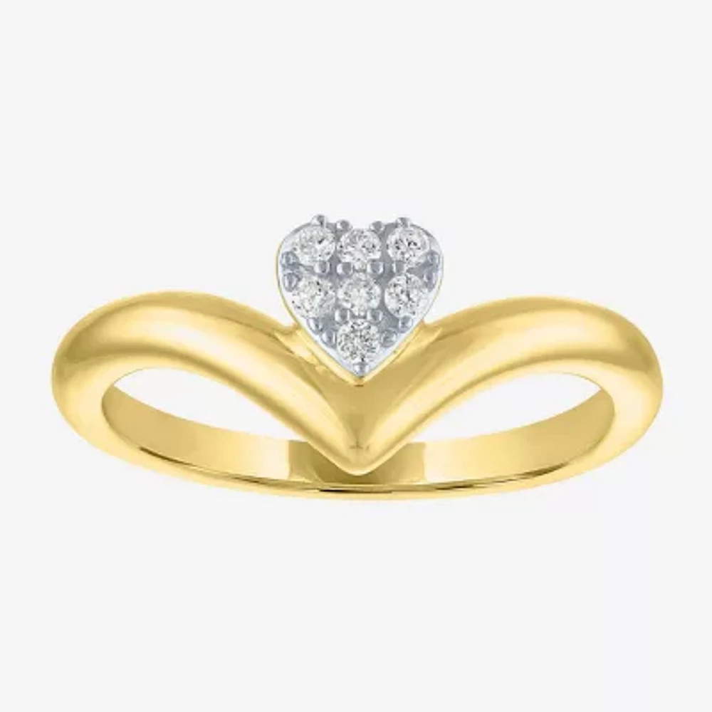 Diamond Addiction (G-H, Si2-I1) Womens 1/10 CT. T.W. Lab Grown White 14K Gold Over Silver Sterling Heart Chevron Cocktail Ring