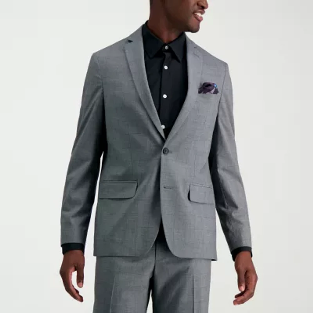 Haggar JMH Glen Mens Stretch Fabric Slim Fit Plaid Suit Jacket