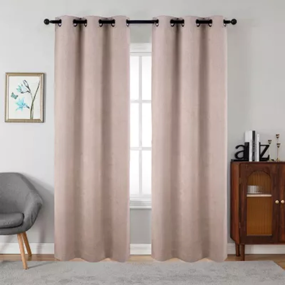 Regal Home Himmel Embossed Grommet Top Energy Saving Blackout Set of 2 Curtain Panel