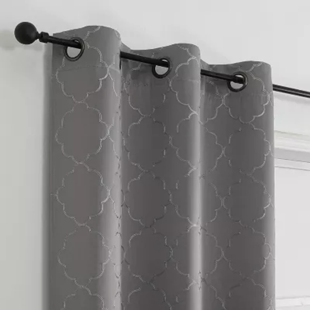 Regal Home Liberty Embroidered Grommet Top Energy Saving Blackout Set of 2 Curtain Panel