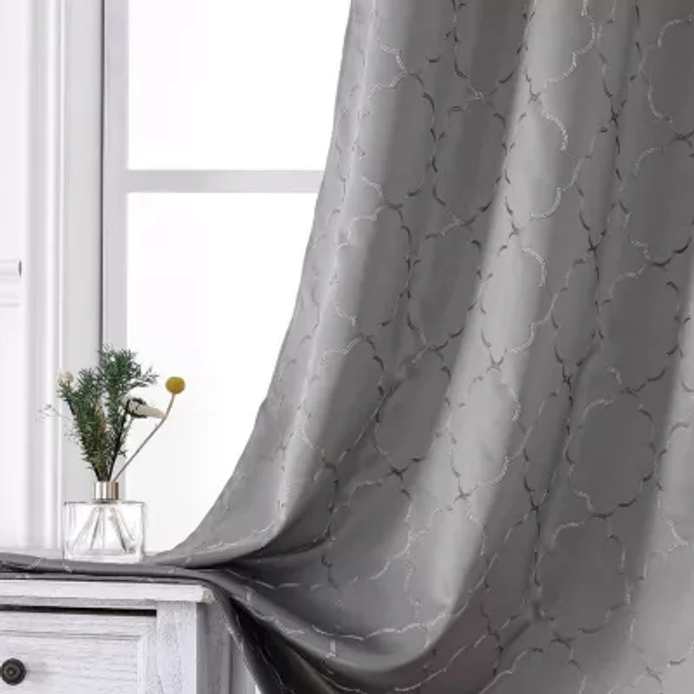 Regal Home Liberty Embroidered Grommet Top Energy Saving Blackout Set of 2 Curtain Panel