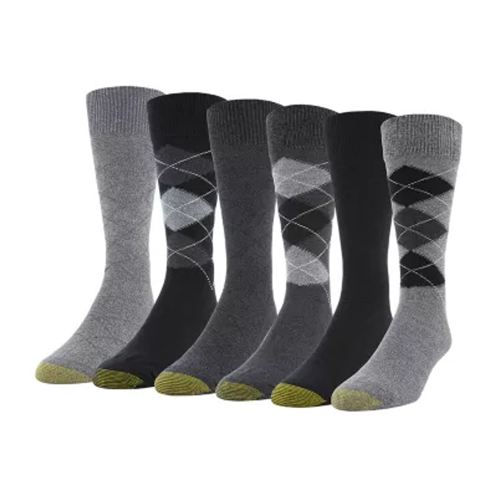 Gold Toe Campbell Mens 6 Pair Big and Tall Crew Socks