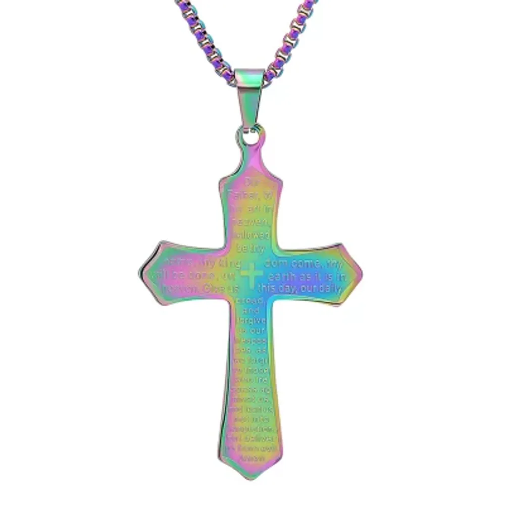 Steeltime Mens Stainless Steel Cross Hypoallergenic 24 Inch Pendant Necklace