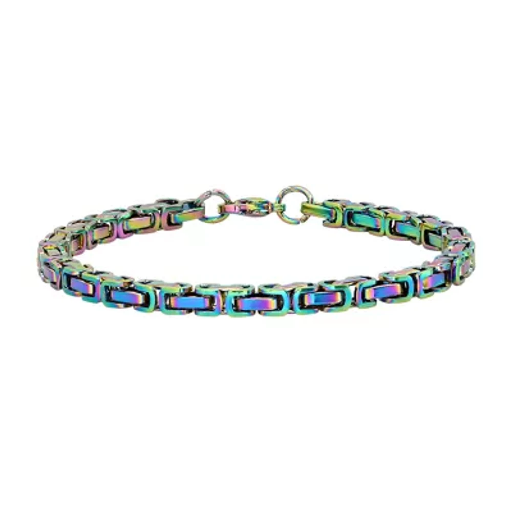 Steeltime Mens Stainless Steel 8 Inch Solid Byzantine Hypoallergenic Chain Bracelet