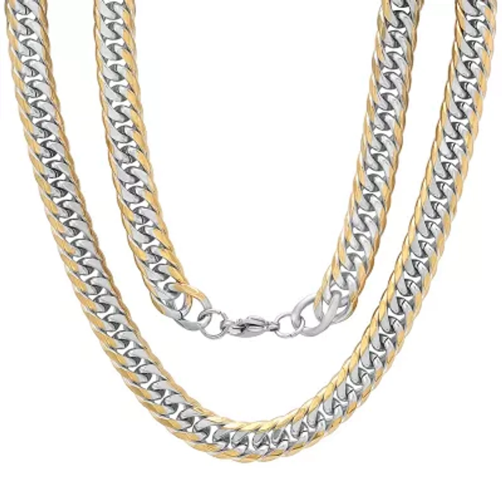 Steeltime Mens 18K Gold Over Stainless Steel Hypoallergenic 24 Inch Link Necklace