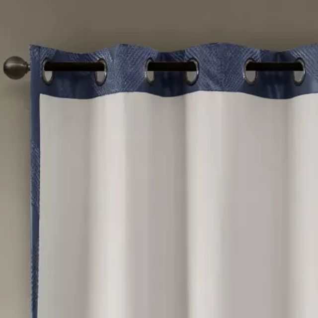 Madison Park Abel Jacquard Grommet Top 100% Blackout Single Curtain Panel