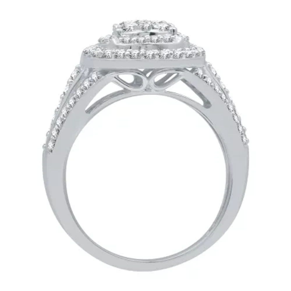 Womens 1 CT. T.W. Natural White Diamond 10K Gold Pear Engagement Ring