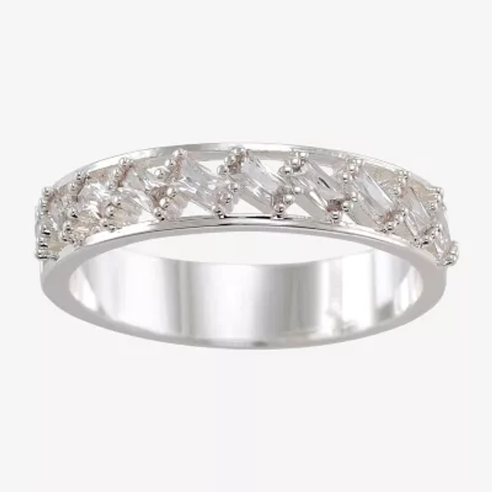Sparkle Allure Station Womens 4.5MM Cubic Zirconia Pure Silver Over Brass Band