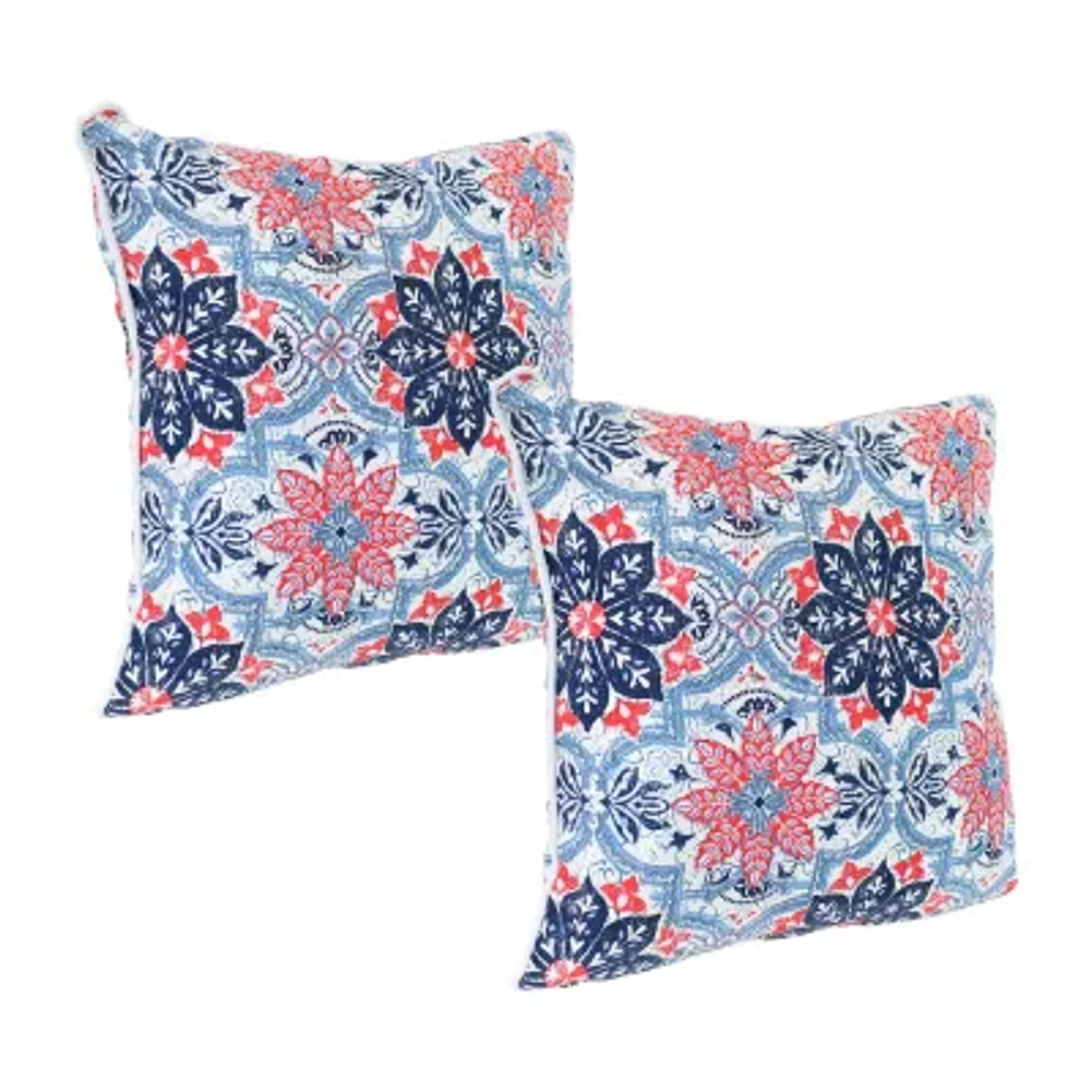 Net Health Shops Red Floral Throw 2-pc. Square Throw Pillow