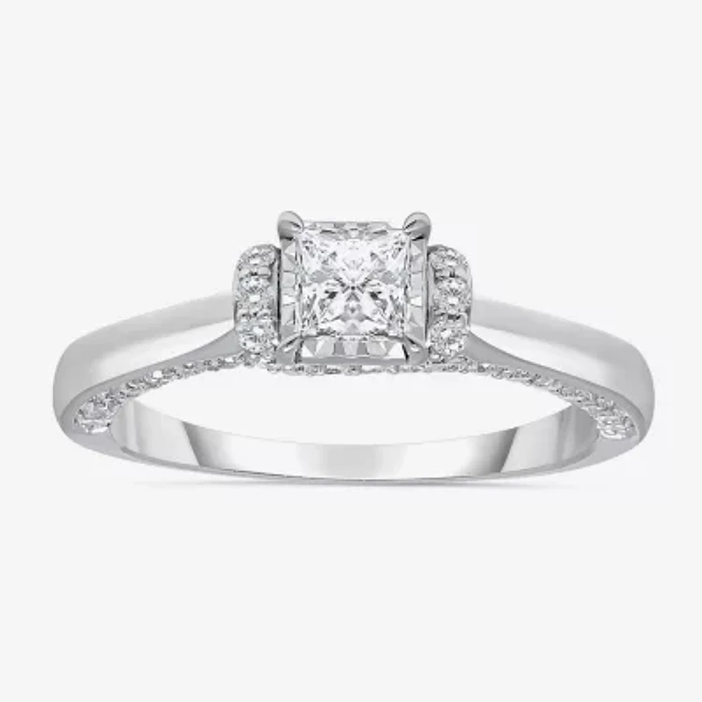 (I / Si2) Womens 1 CT. T.W. Lab Grown White Diamond 10K Gold Engagement Ring