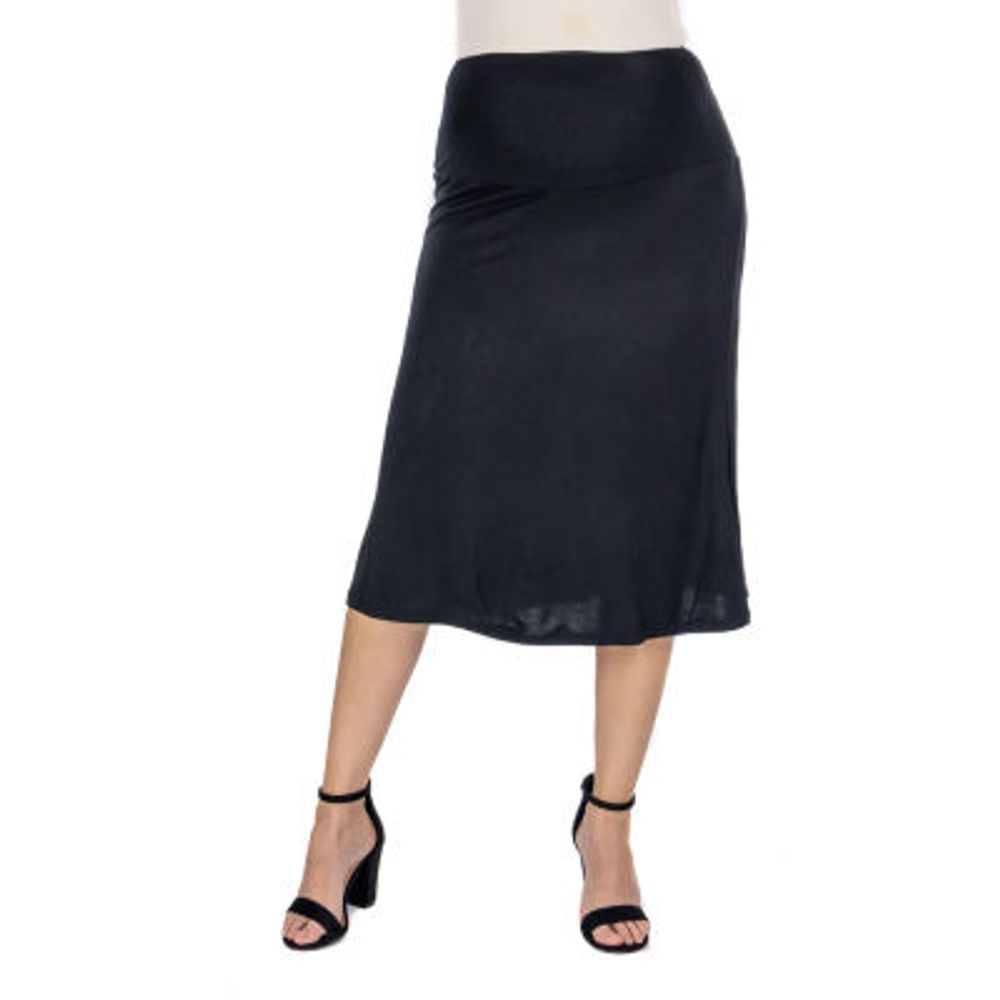 24seven Comfort Apparel Womens Mid Rise Maternity A-Line Skirt