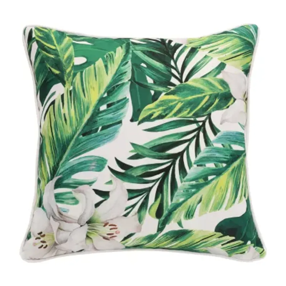 Decorative Lily Floral Print Zip Cover Square Throw Pillow