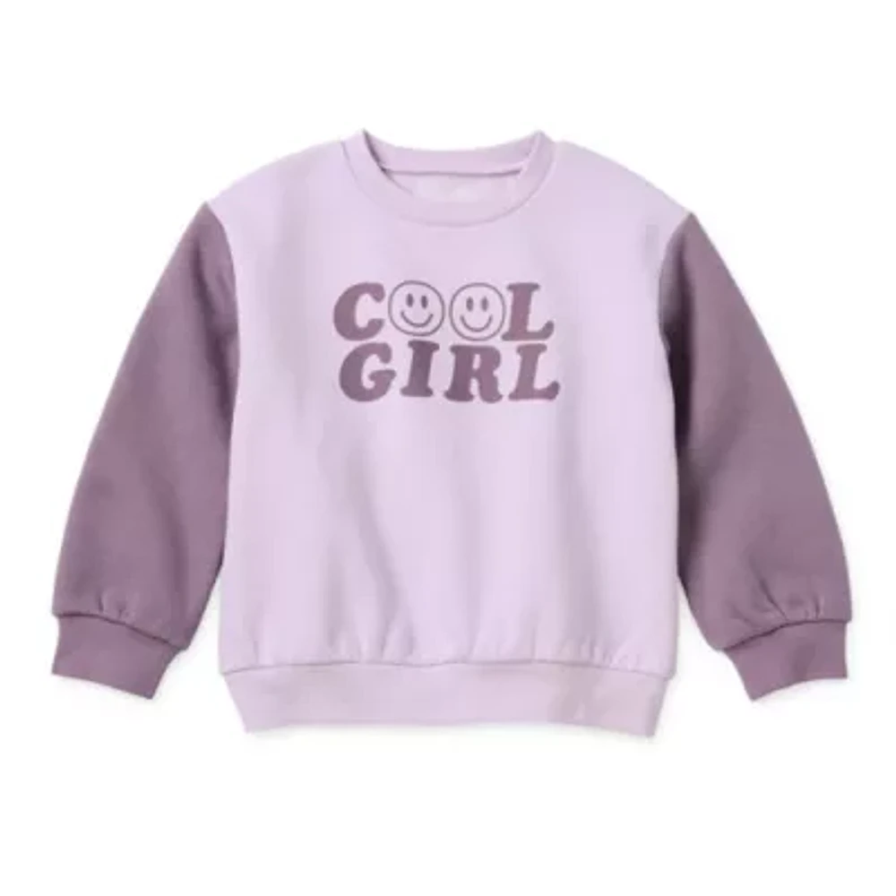 Okie Dokie Toddler Girls Round Neck Fleece Long Sleeve Sweatshirt
