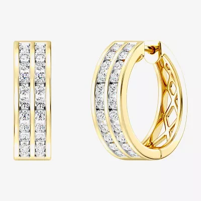 Womens 1 CT. T.W. Lab Grown White Diamond 14K Gold Over Silver Sterling Silver 17.9mm Hoop Earrings