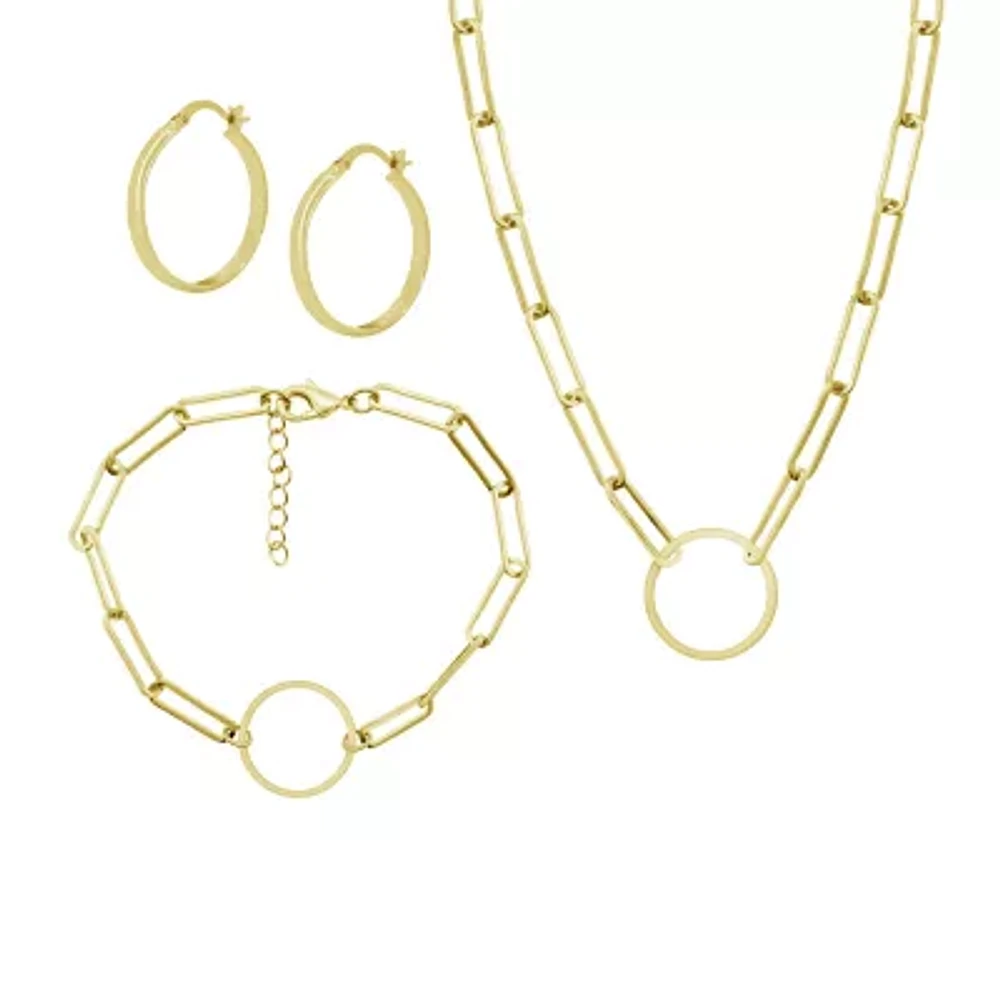 Silver Reflections Womens 14K Gold Over Brass 3-pc. Jewelry Set