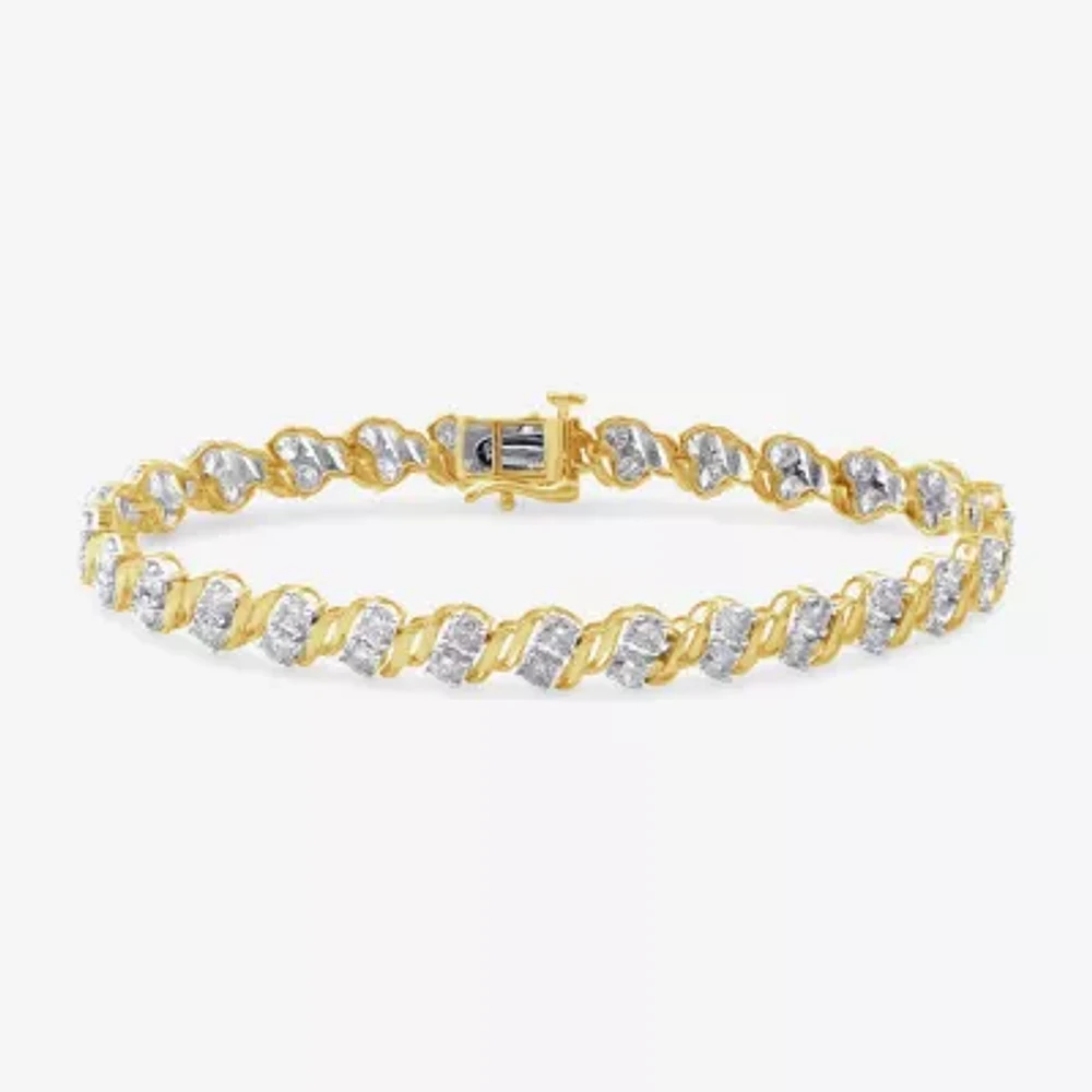 Womens 4 CT. T.W. Natural White Diamond 10K Gold 7.25 Inch Tennis Bracelet