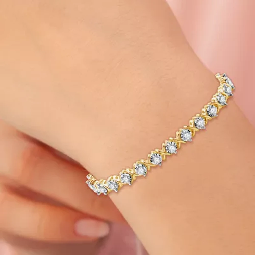 H-I / Si2-I1) Womens 4 CT. T.W. Lab Grown White Diamond 10K Gold 7.5 Inch Tennis Bracelet