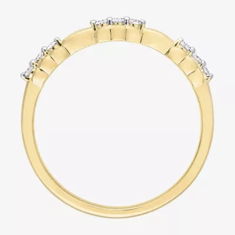 Womens 1/10 CT. T.W. Natural White Diamond 18K Gold Over Silver Delicate Stackable Ring