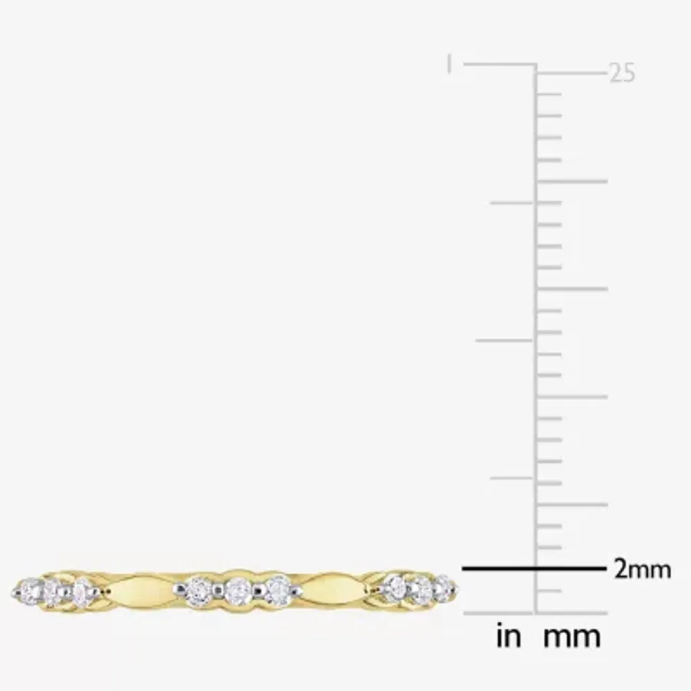 Womens 1/10 CT. T.W. Natural White Diamond 18K Gold Over Silver Delicate Stackable Ring