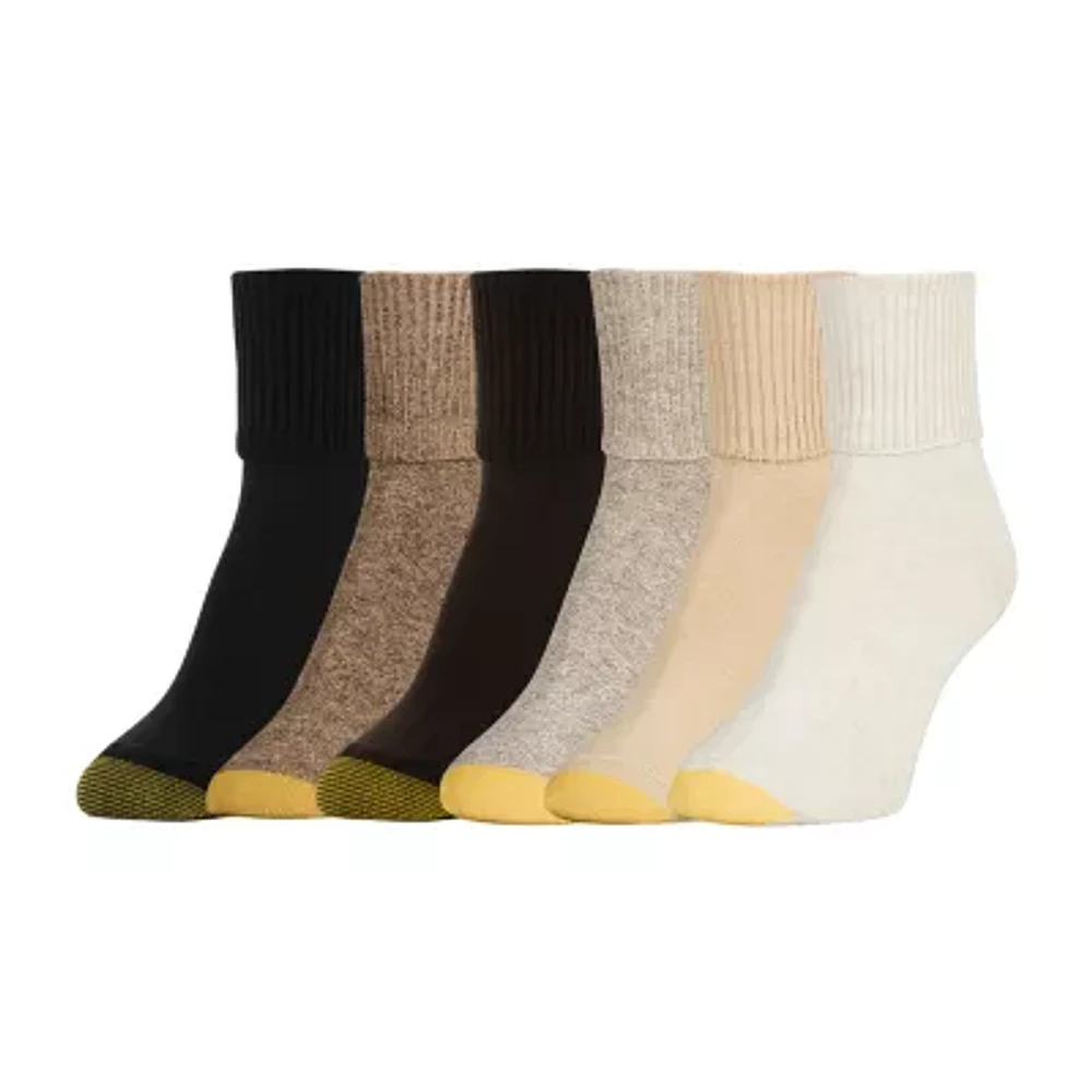 Gold Toe Womens 6 Pair Plus Tall Turncuff Socks