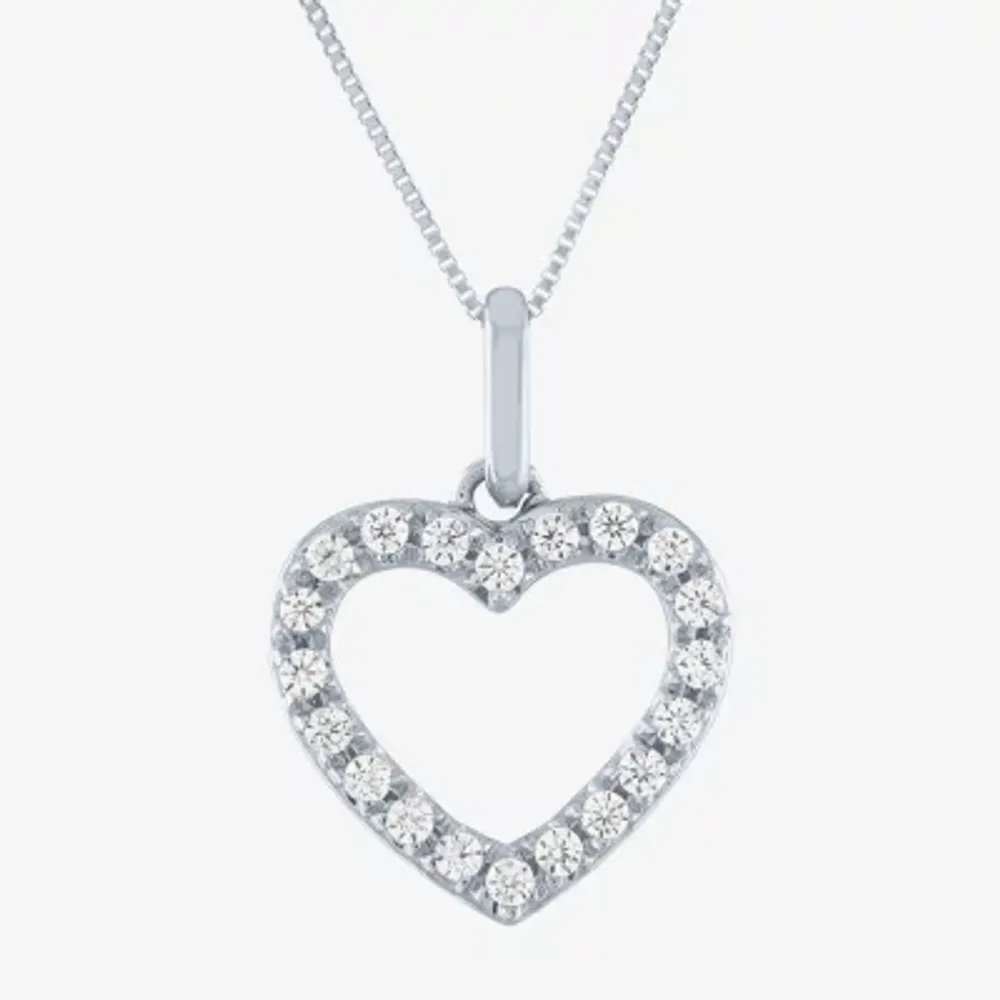 H-I / I1) Womens 1/ CT. T.W. Lab Grown White Diamond 10K Gold Heart 18 Inch Pendant Necklace