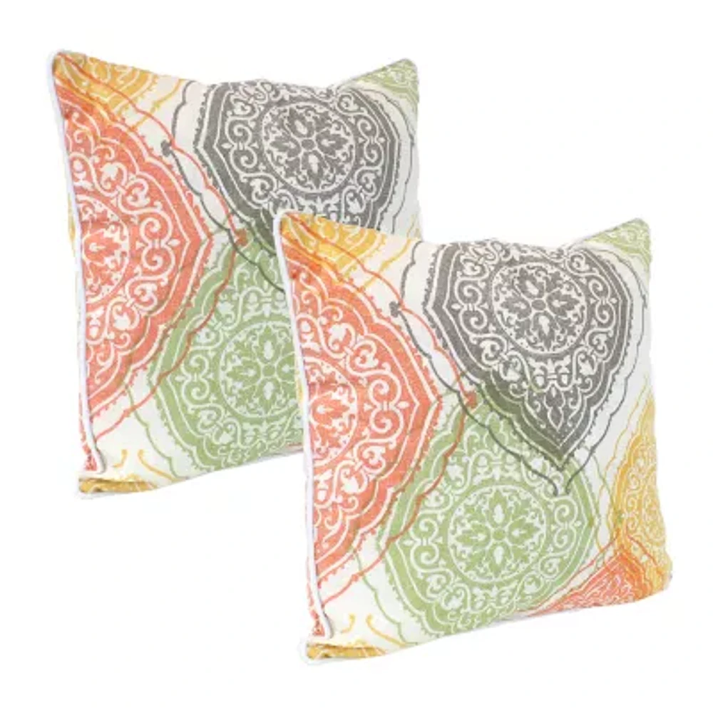 Net Health Shops Indoor/Outdoor Throw Square Beige Pillow - Set Of 2