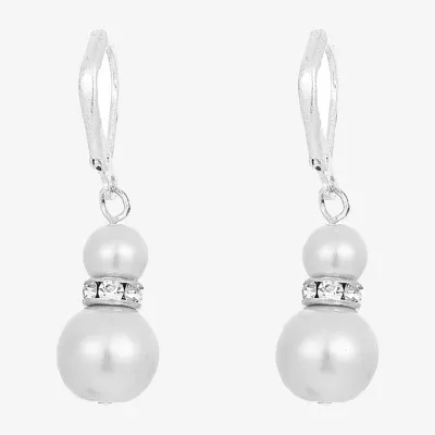Vieste Rosa Womens Simulated Pearl Round Drop Earrings