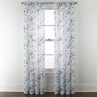 Home Expressions Remy Floral Rod Pocket Sheer Single Curtain Panel