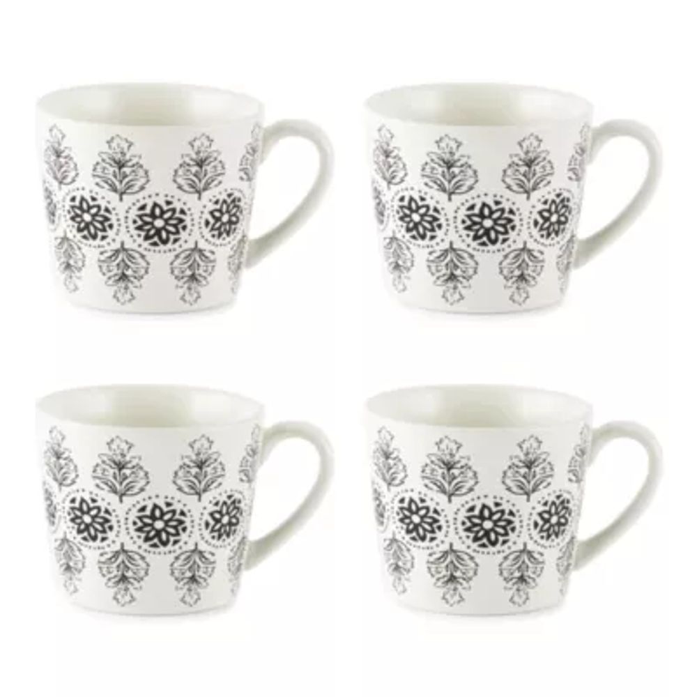 Distant Lands White/Black Stoneware Coffee Mug