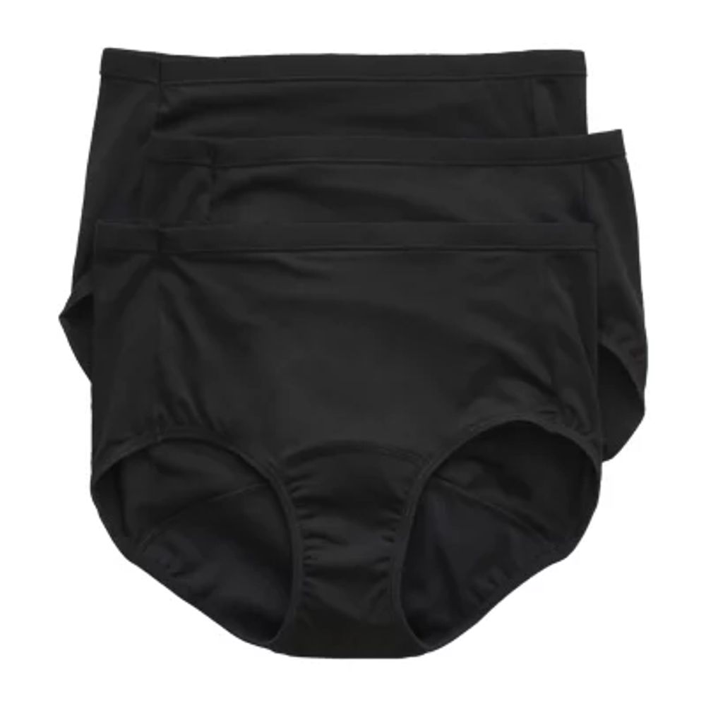 Hanes Fresh And Dry Light Leak Protection Womens Seamless Period + Resistant 3 Pack Brief Panty 40fdl3