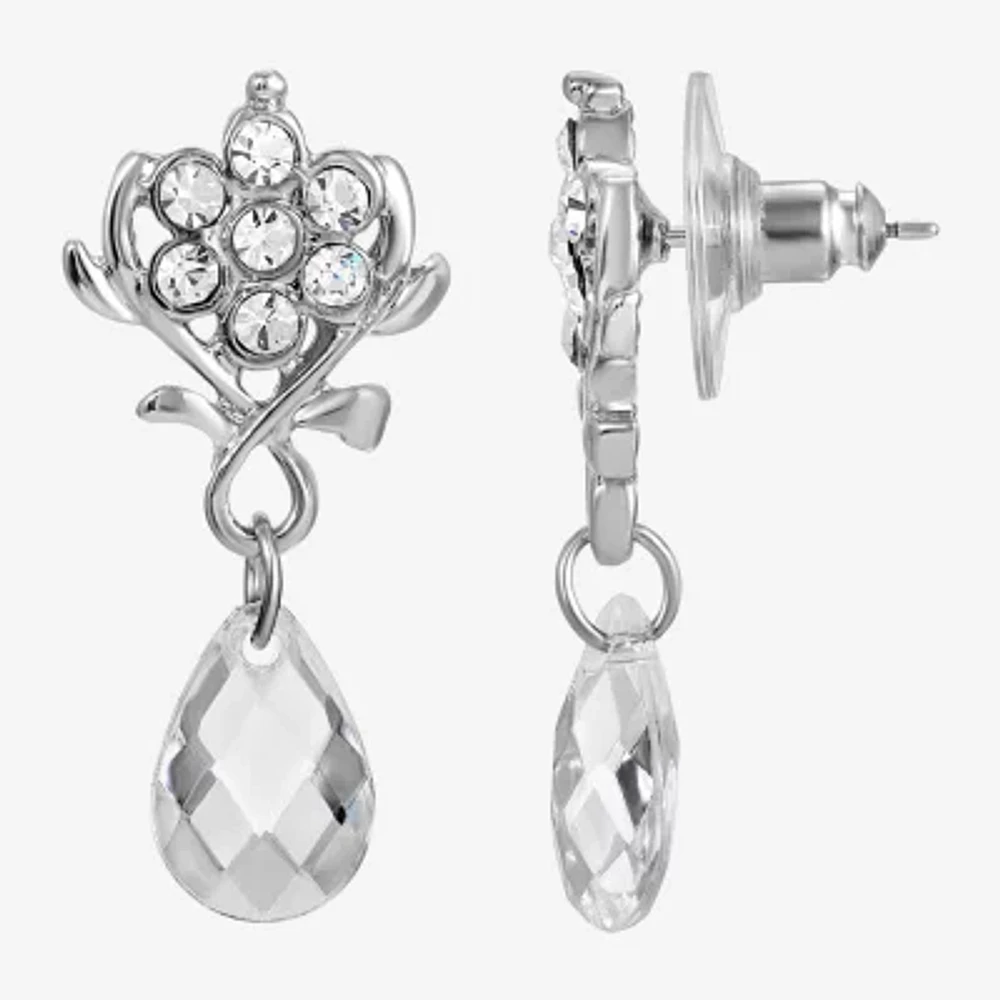 1928 Silver Tone Womens Crystal Drop Earrings