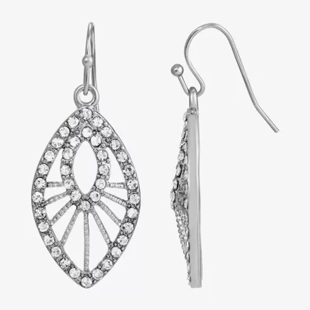 1928 Silver Tone Womens Crystal Drop Earrings