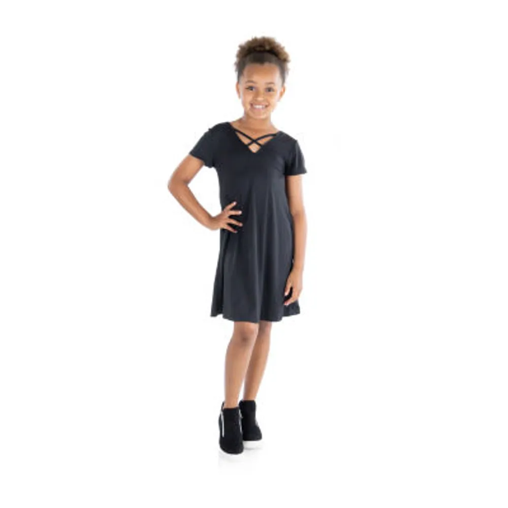 24sevenkid Big Kid Girls Short Sleeve A-Line Dress