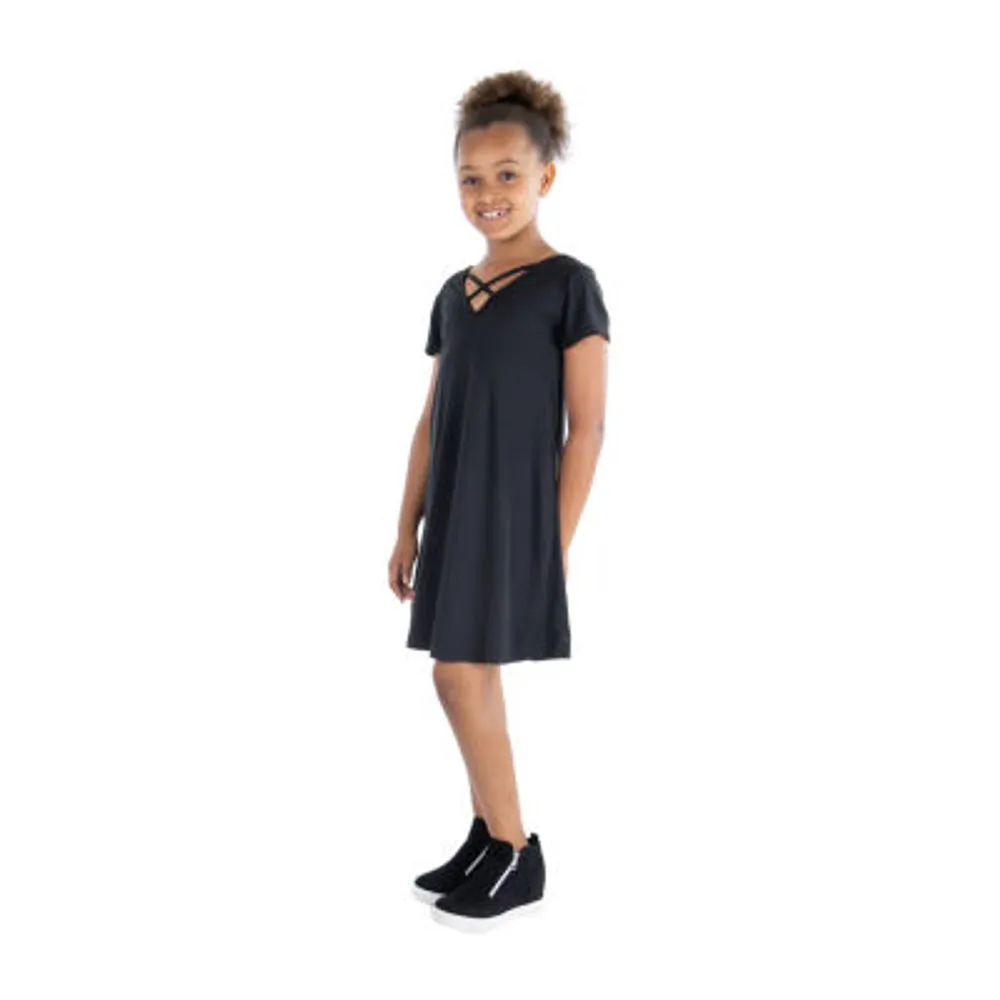 24sevenkid Big Kid Girls Short Sleeve A-Line Dress