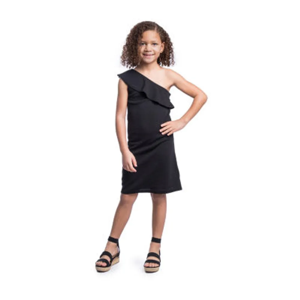 24sevenkid Big Kid Girls Sleeveless One Shoulder Sleeve Maxi Dress