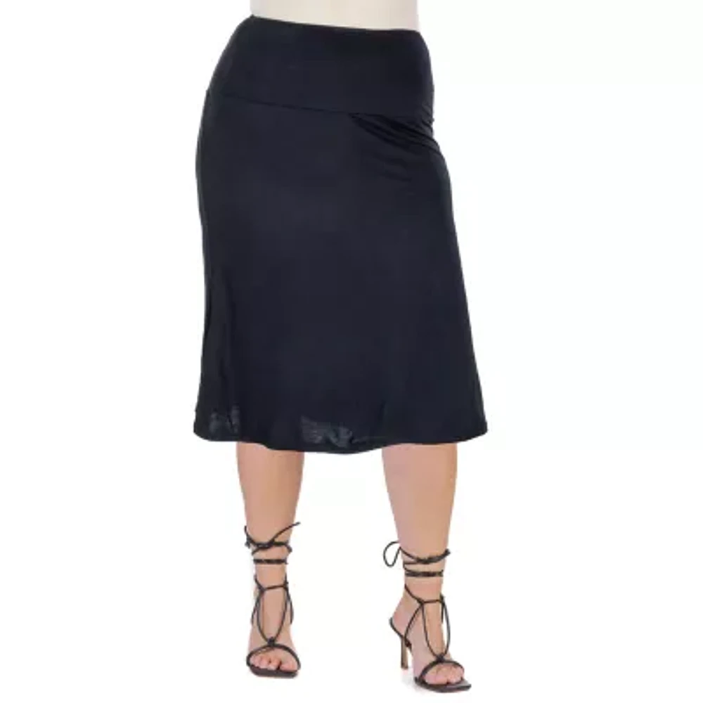 24seven Comfort Apparel Womens Mid Rise Plus A-Line Skirt