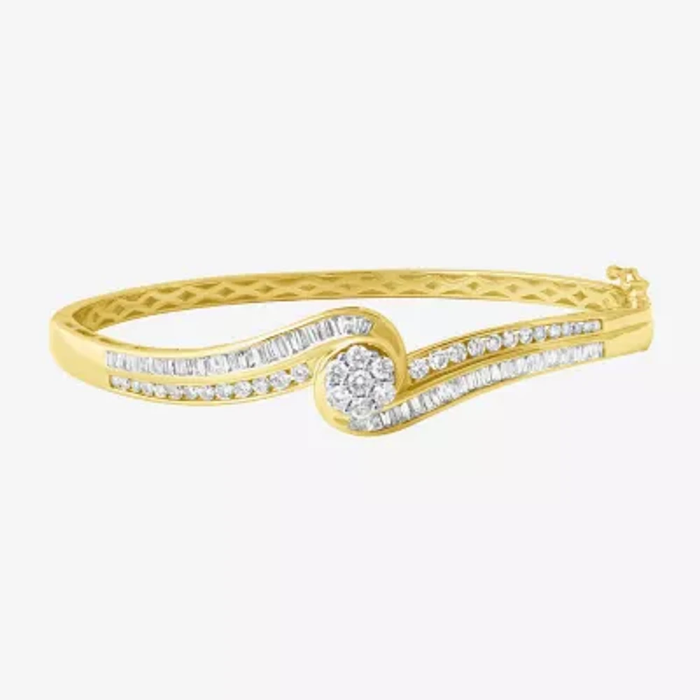 Diamond Blossom (G / Si2) Womens 2 CT. T.W. Lab Grown White Diamond 10K Gold Flower Bangle Bracelet