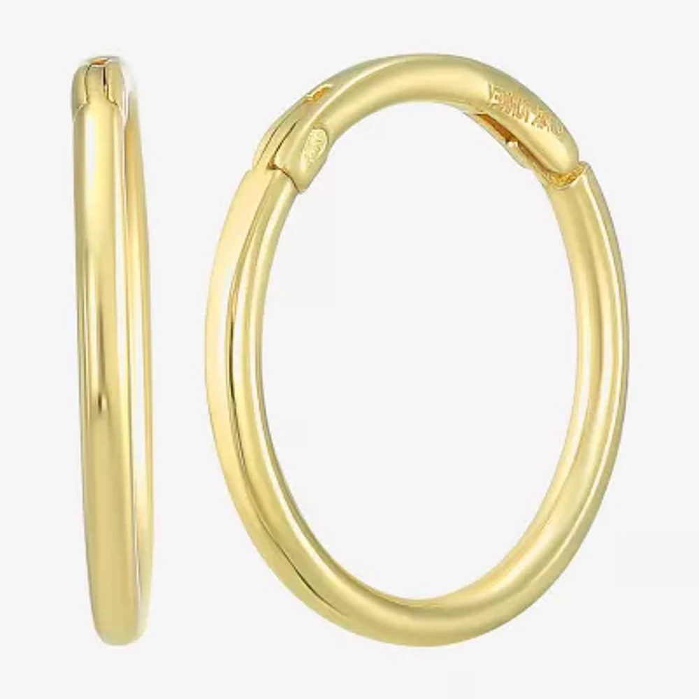 Mens 14K Gold 12mm Round Hoop Earrings