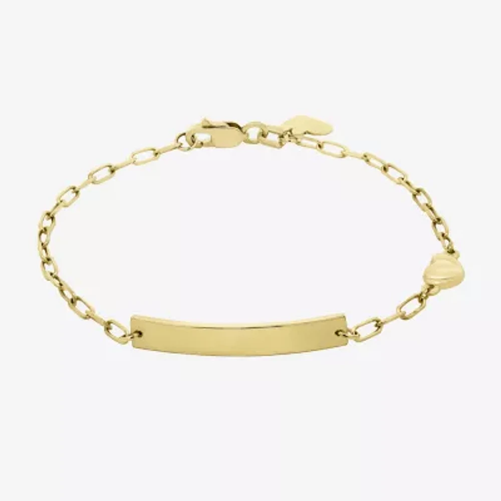 Womens 14K Gold 6 Inch Semisolid Link Id Bracelet