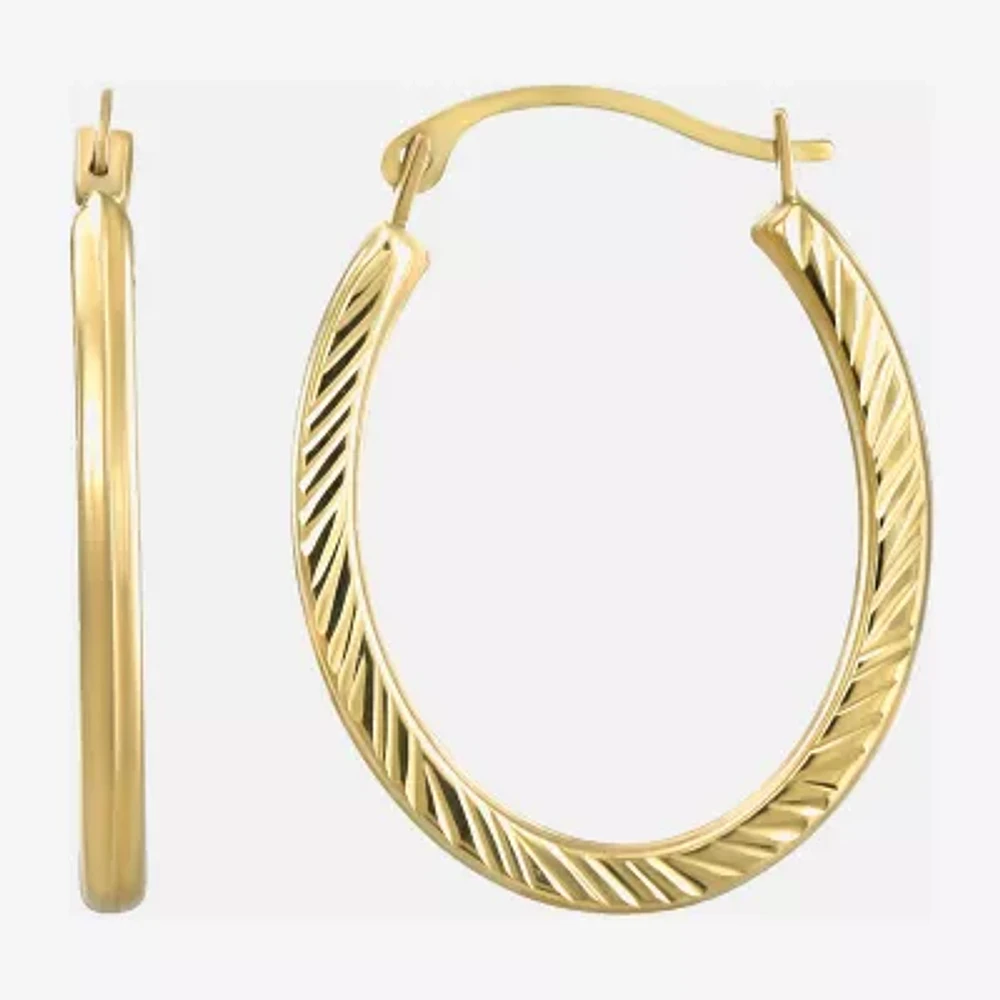 Womens 14K Gold 20mm Oval Hoop Earrings