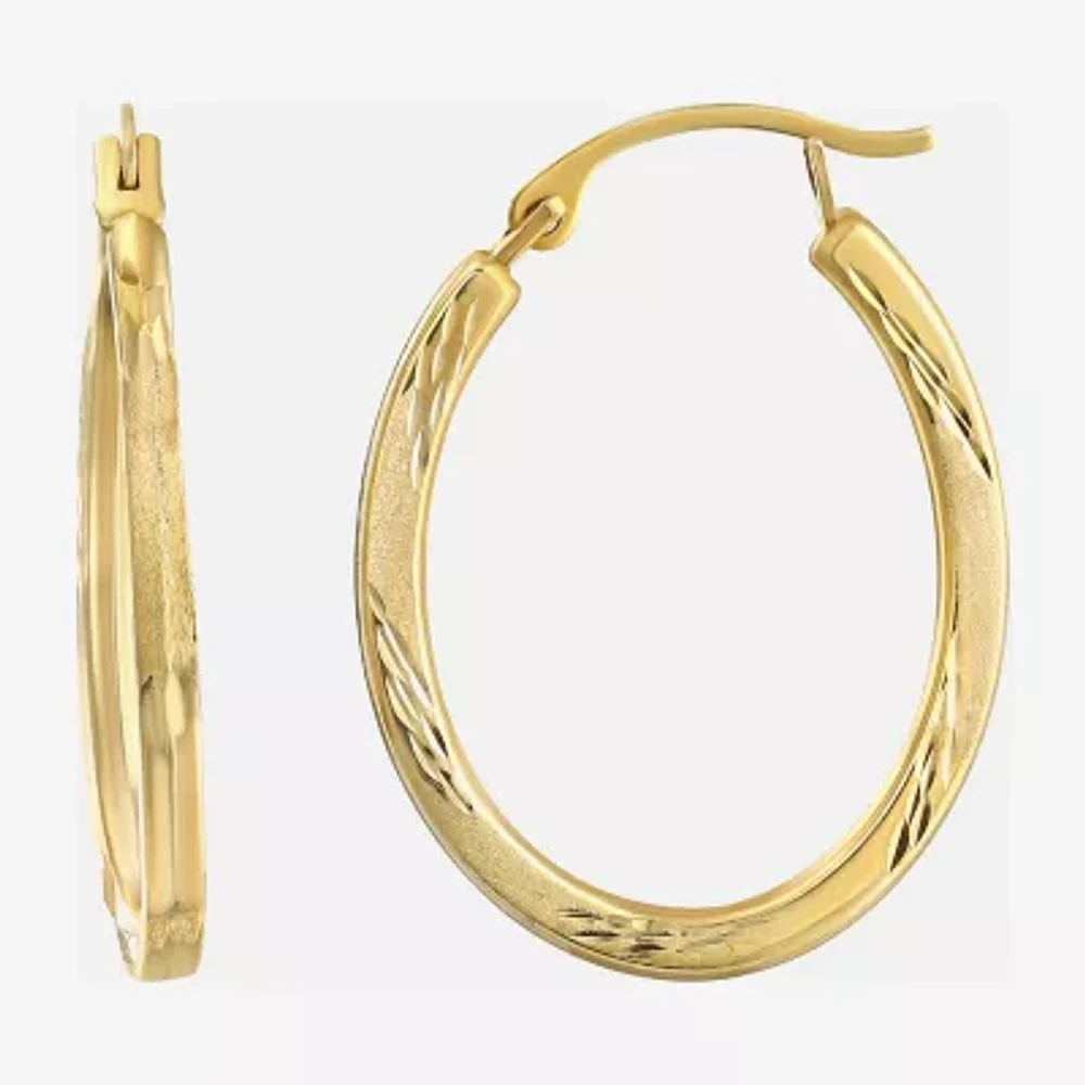 Womens 14K Gold 20mm Oval Hoop Earrings