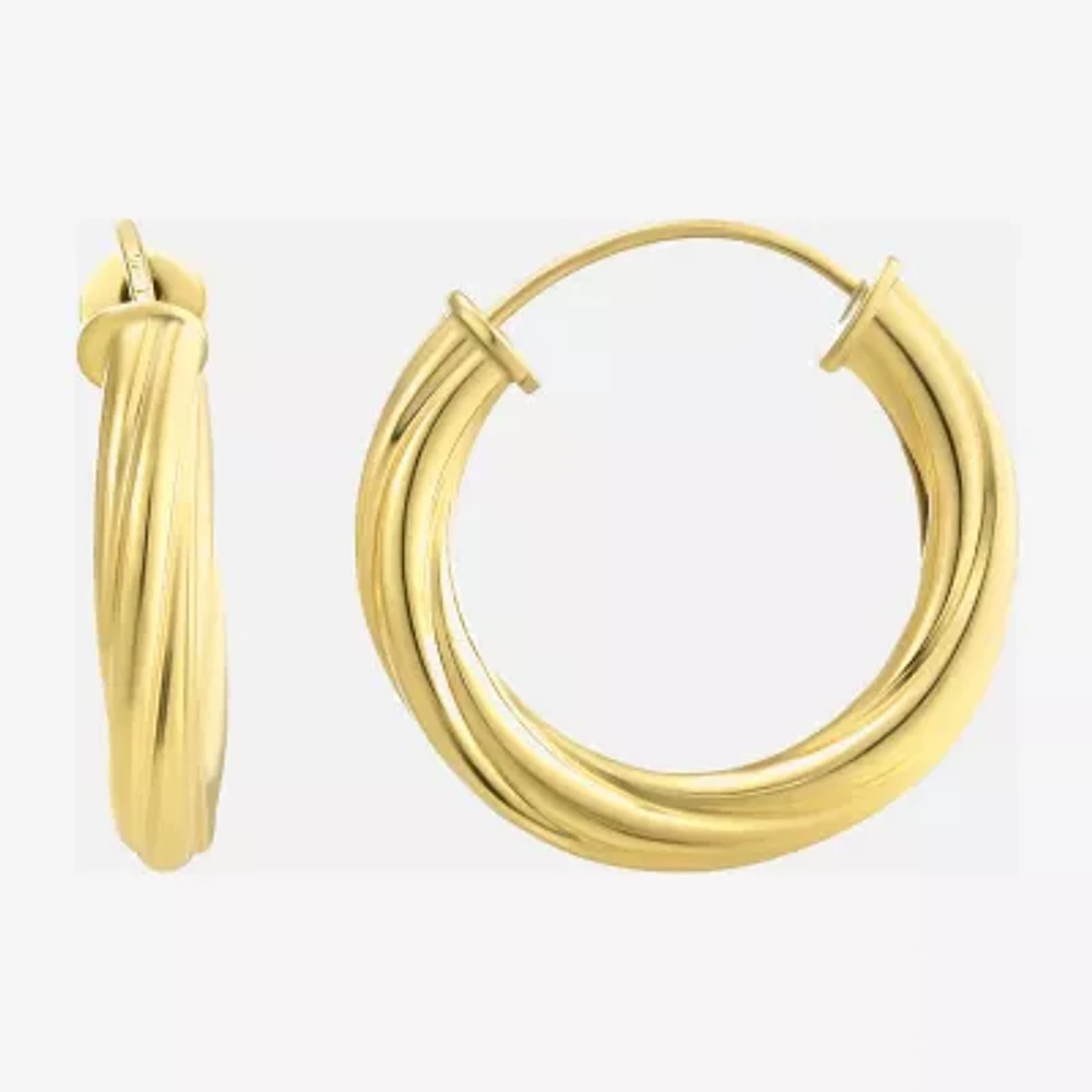 Made in Italy Womens 14K Gold 12mm Round Hoop Earrings