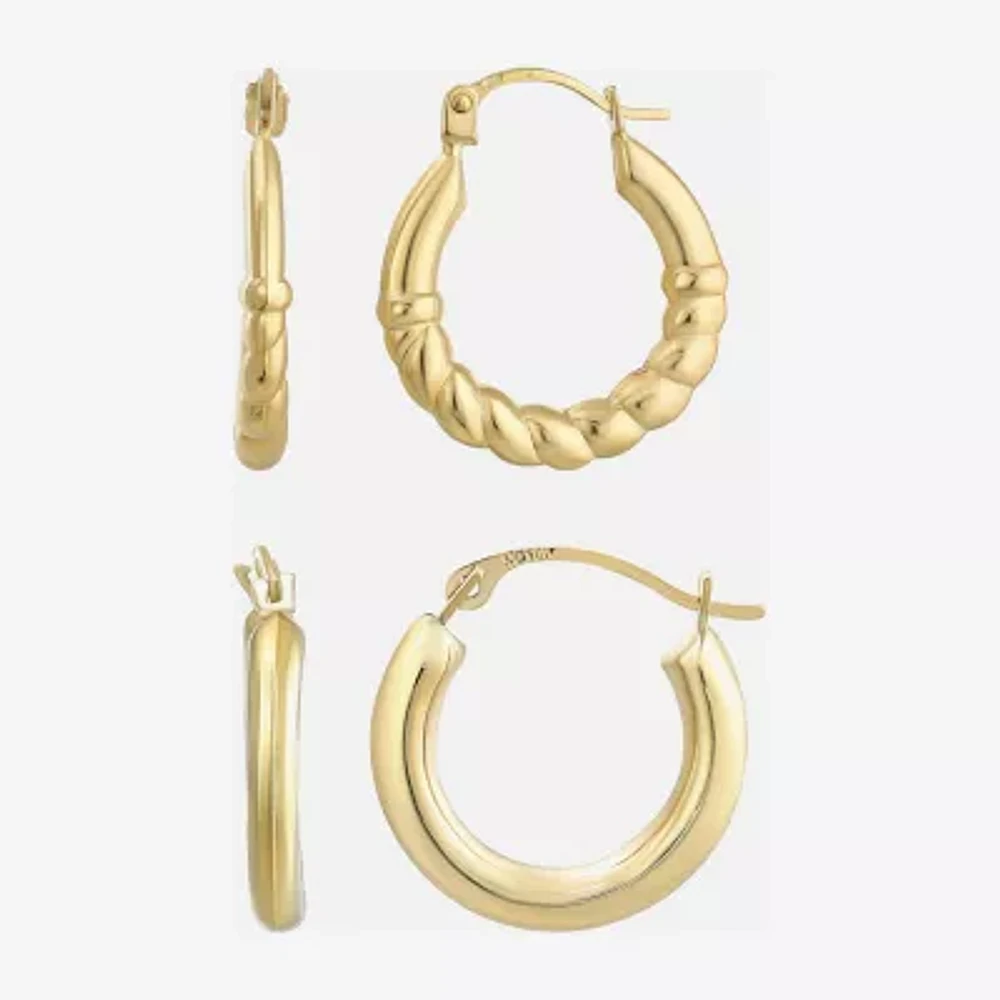 Womens 14K Gold Round Hoop Earrings
