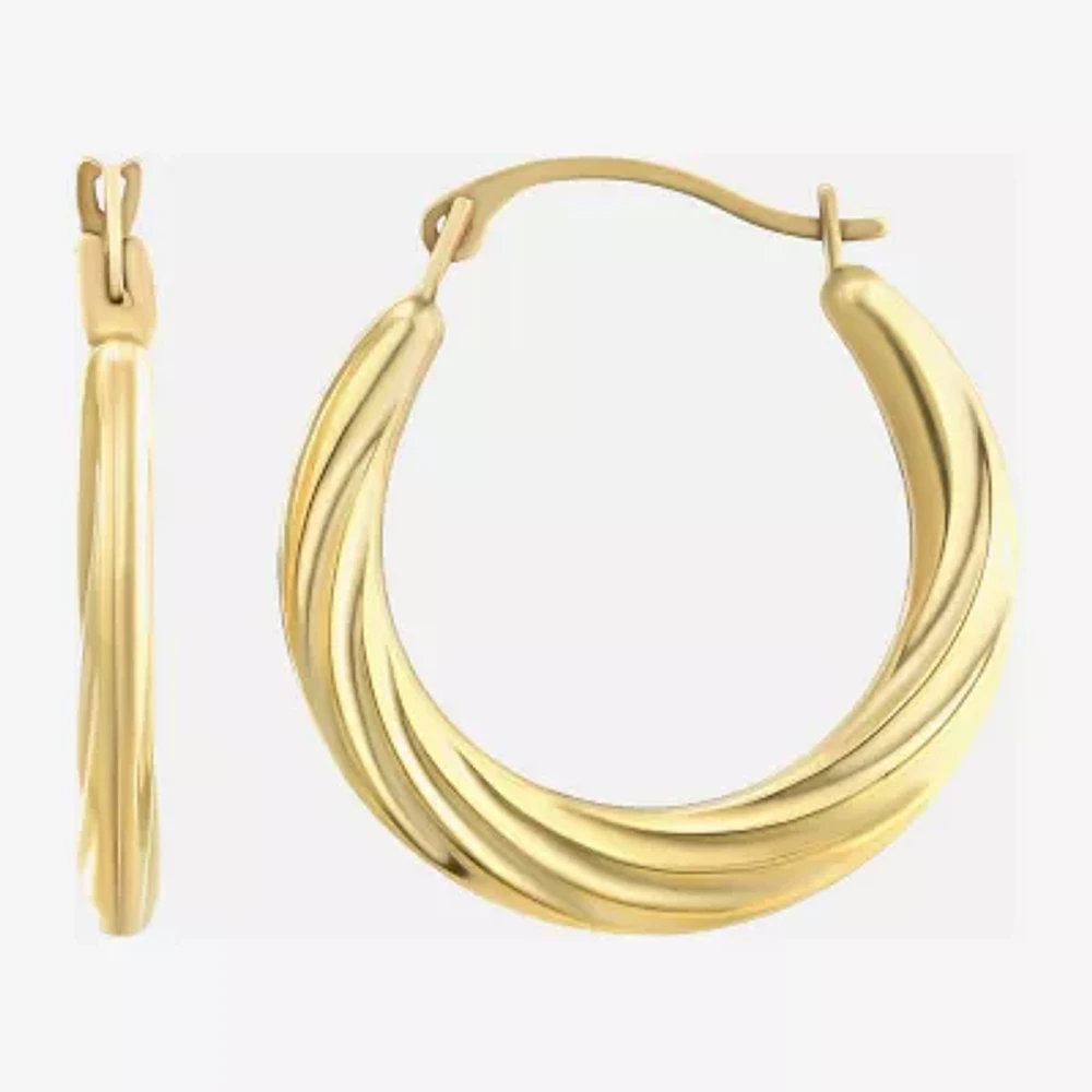 Womens 10K Gold 18mm Round Hoop Earrings