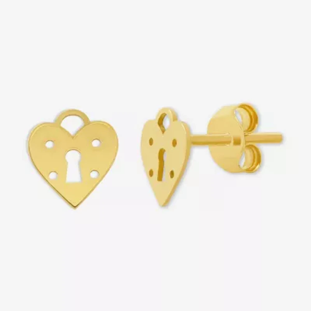 14K Gold 12.7mm Heart Stud Earrings