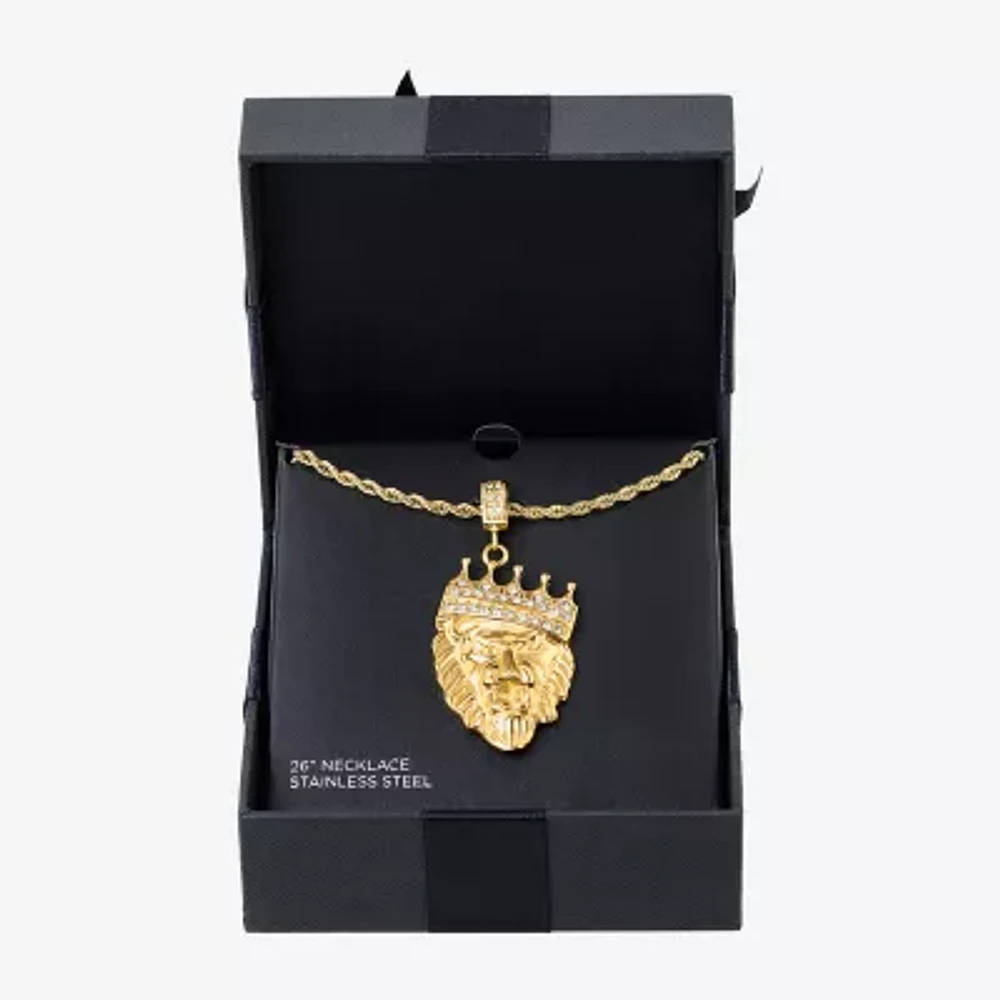 Mens Zirconia Stainless Steel 26 Inch Pendant Necklace