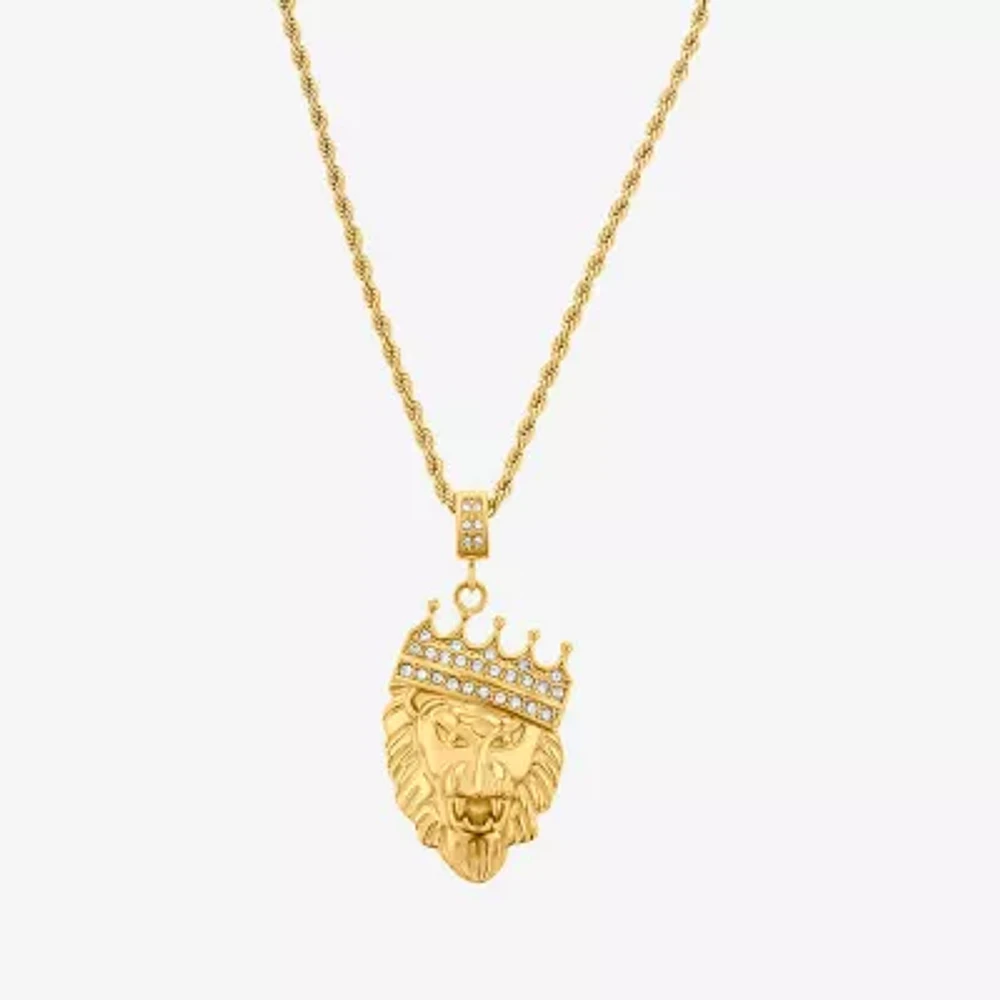 Mens Zirconia Stainless Steel 26 Inch Pendant Necklace